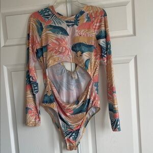 Tropical Print One Piece Cheeky Swimsuit